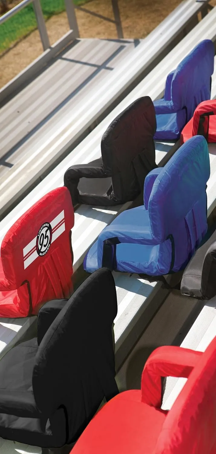 PICNIC TIME Disney Pixar Cars Lightning McQueen Ventura Reclining Stadium Seat with Back Support, Bleacher Seat, Beach Floor Chair, (Red)