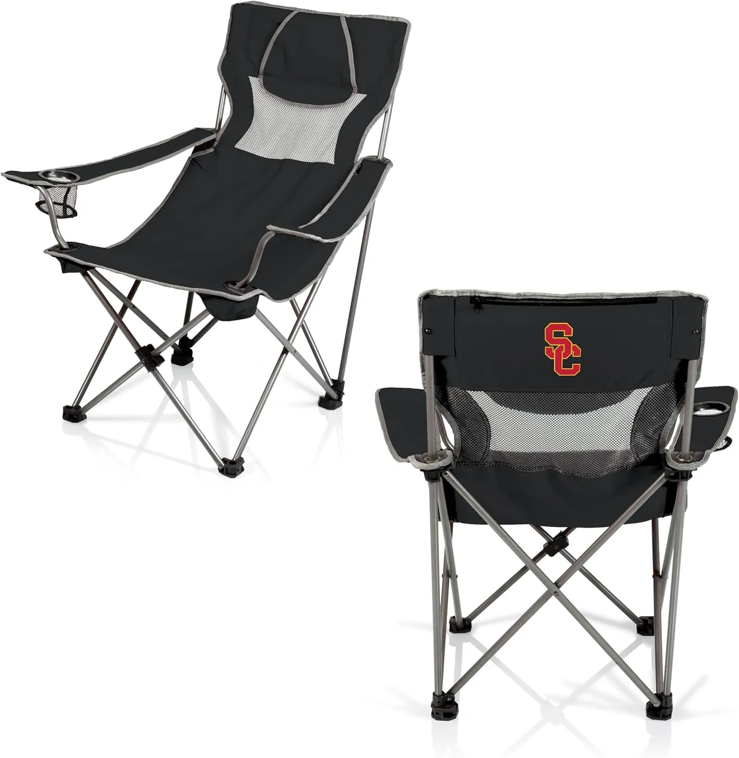 PICNIC TIME NCAA Oregon State Beavers Campsite Camping Chair, Picnic Chair, Outdoor Folding Chair with Carry Bag, Beach Chair, (Black with Gray Accents)