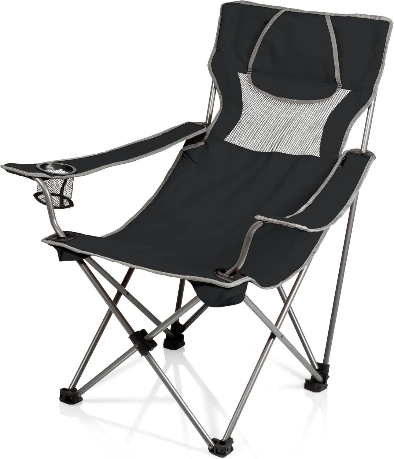 PICNIC TIME NCAA Oregon State Beavers Campsite Camping Chair, Picnic Chair, Outdoor Folding Chair with Carry Bag, Beach Chair, (Black with Gray Accents)