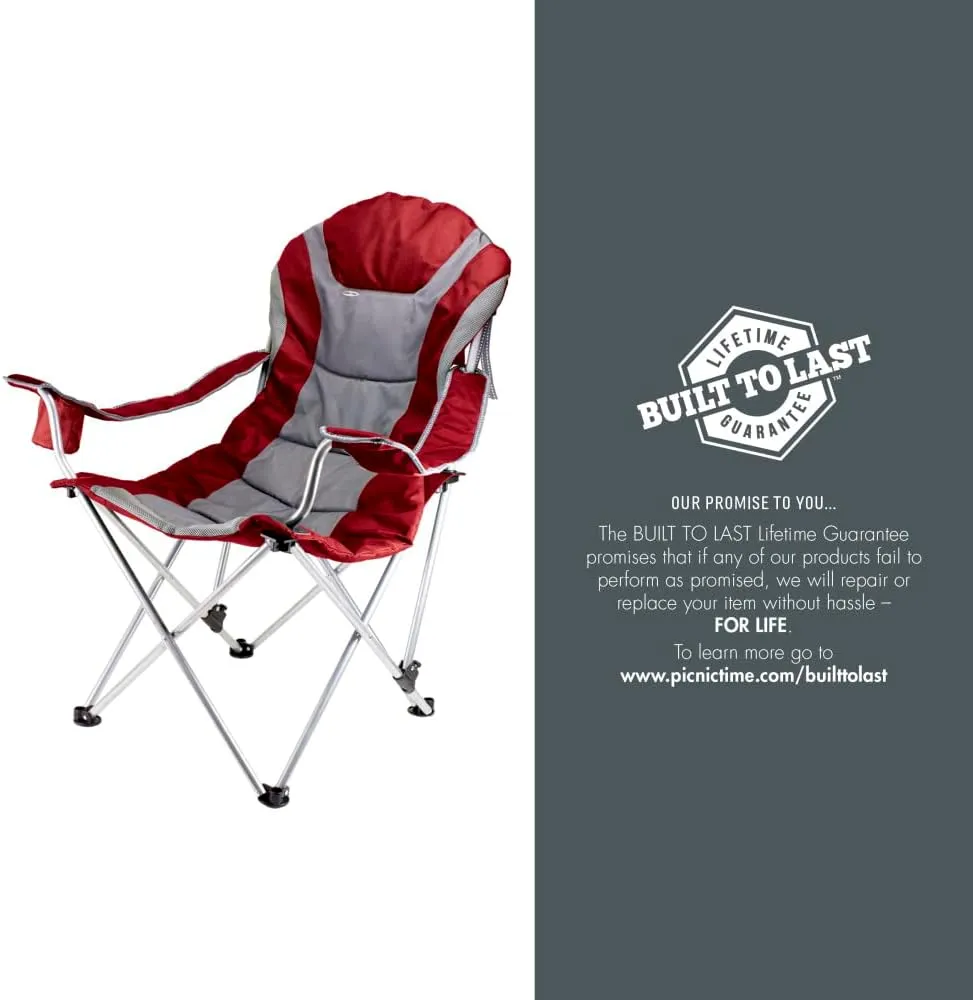 PICNIC TIME NCAA Razorbacks Reclining Camp Chair - Beach Chair for Adults - Sports Chair with Carry Bag
