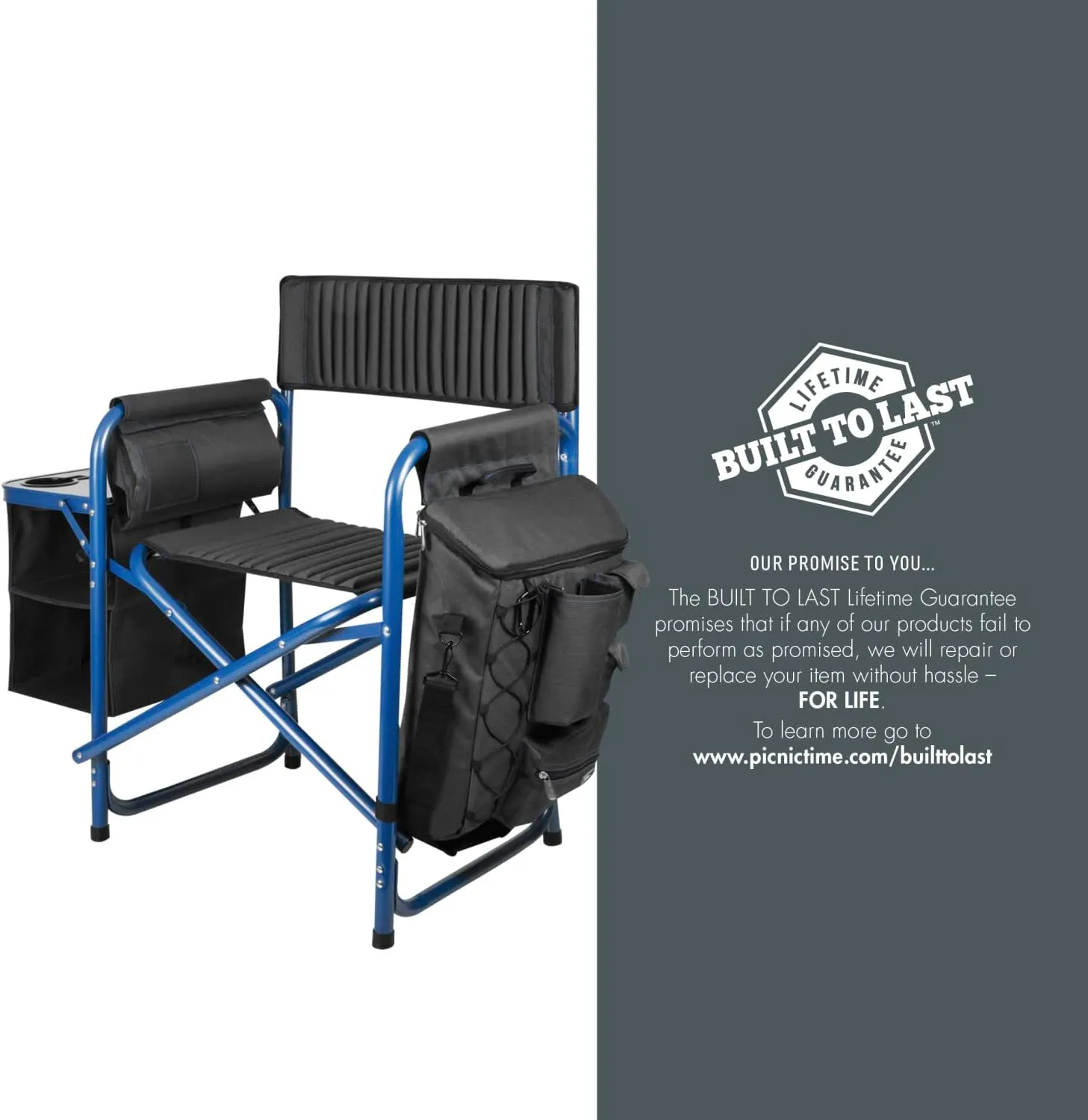 PICNIC TIME NFL Unisex-Adult NFL Fusion Camping Chair with Side Table and Soft Cooler, Beach Chair for Adults, Lawn Chair