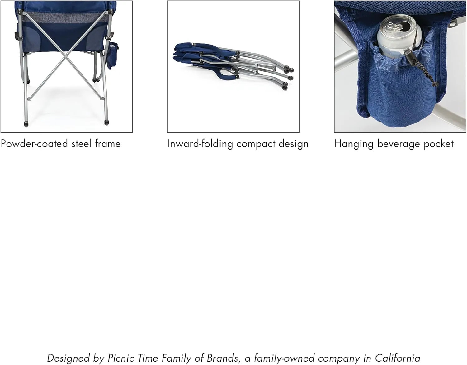 PICNIC TIME NFL Unisex-Adult NFL PT-XL Heavy Duty Camping Chair, XL Beach Chair, 400 lb Capacity Camp Chair