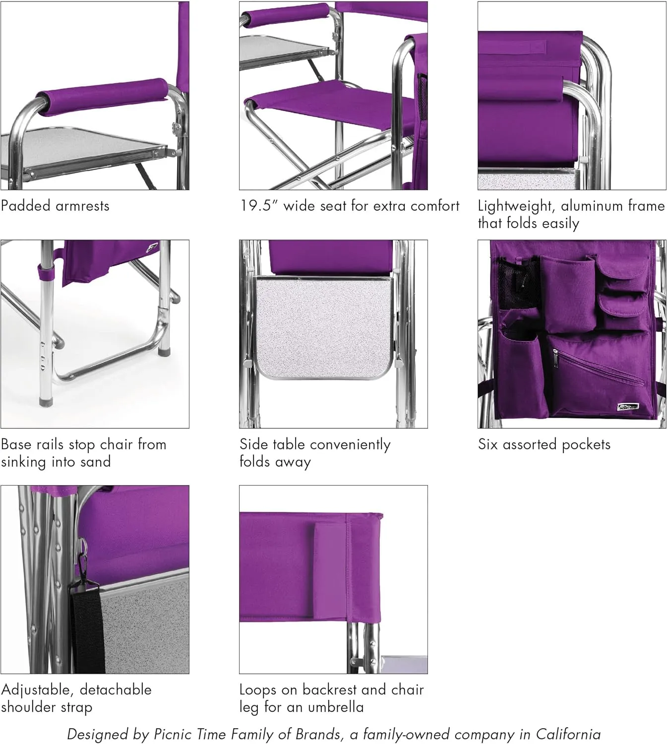PICNIC TIME NFL Unisex-Adult NFL Sports Chair with Side Table, Beach Chair, Camp Chair for Adults