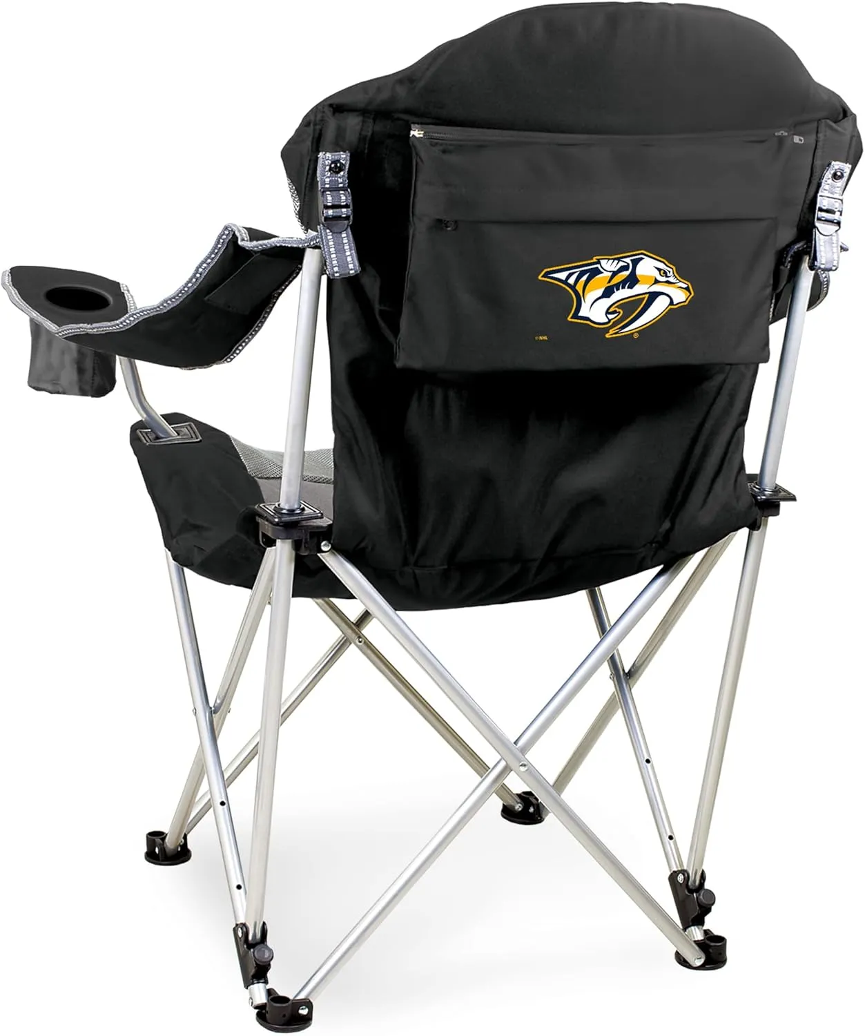 PICNIC TIME NHL Carolina Hurricanes Reclining Camp Chair, Beach Chair for Adults, Sports Chair with Carry Bag, (Black with Gray Accents)