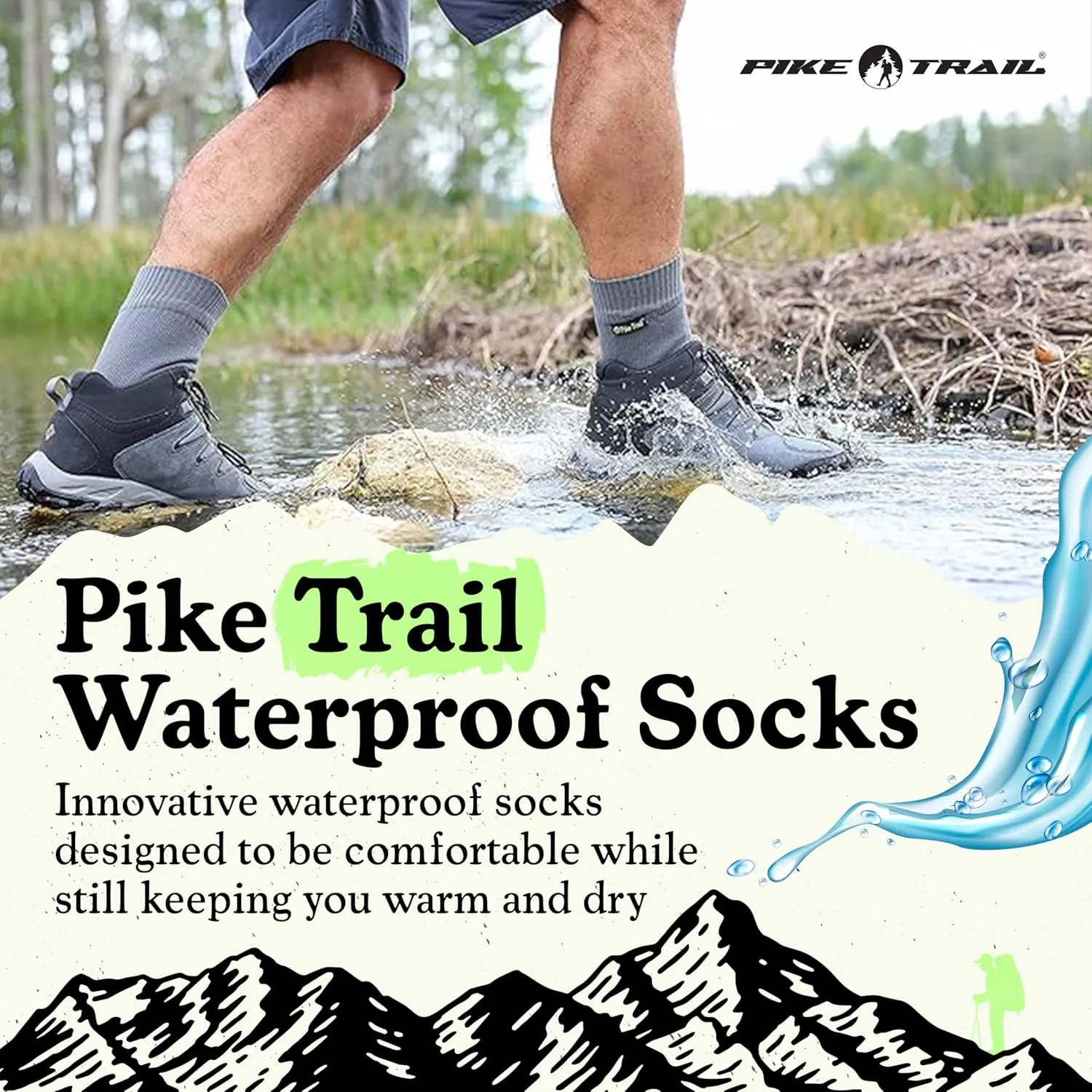 Pike Trail - Breathable, Waterproof Socks Ideal Hiking, Trekking, Wading, Fishing and Camping Essentials
