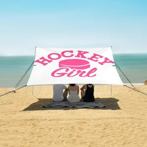Pink Hockey Girl Beach Camping Tent Sun Shelter for Whole Family, Beach Shade Canopy with UPF50  UV Protection,Easy Set Up and Carry,Outdoor Shade for Trips, Fishing, Backyard Fun Picnics