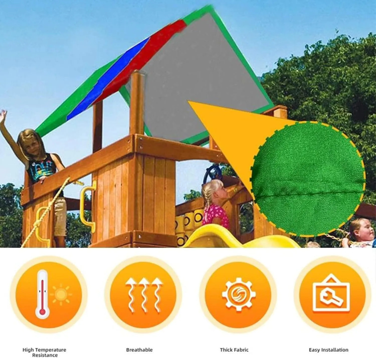 Playground Replacement Tarp, UV-Resistant Playset Shade Cover, Durable Weatherproof Canopy, 132x226cm/51.97x88.98 Inch, Outdoor Playset Decoration for Yard, Community Park