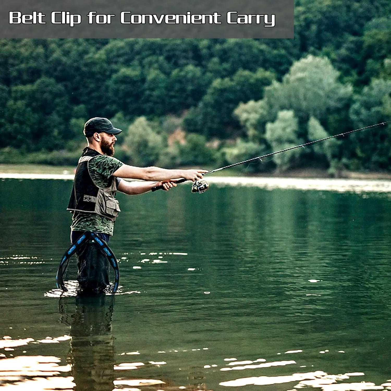 PLUSINNO Floating Fishing Net for Steelhead, Salmon, Fly, Kayak, Bass, Trout Fishing, Catfish, Rubber Coated Landing Net for Easy Catch & Release for Easy Transportation & Storage