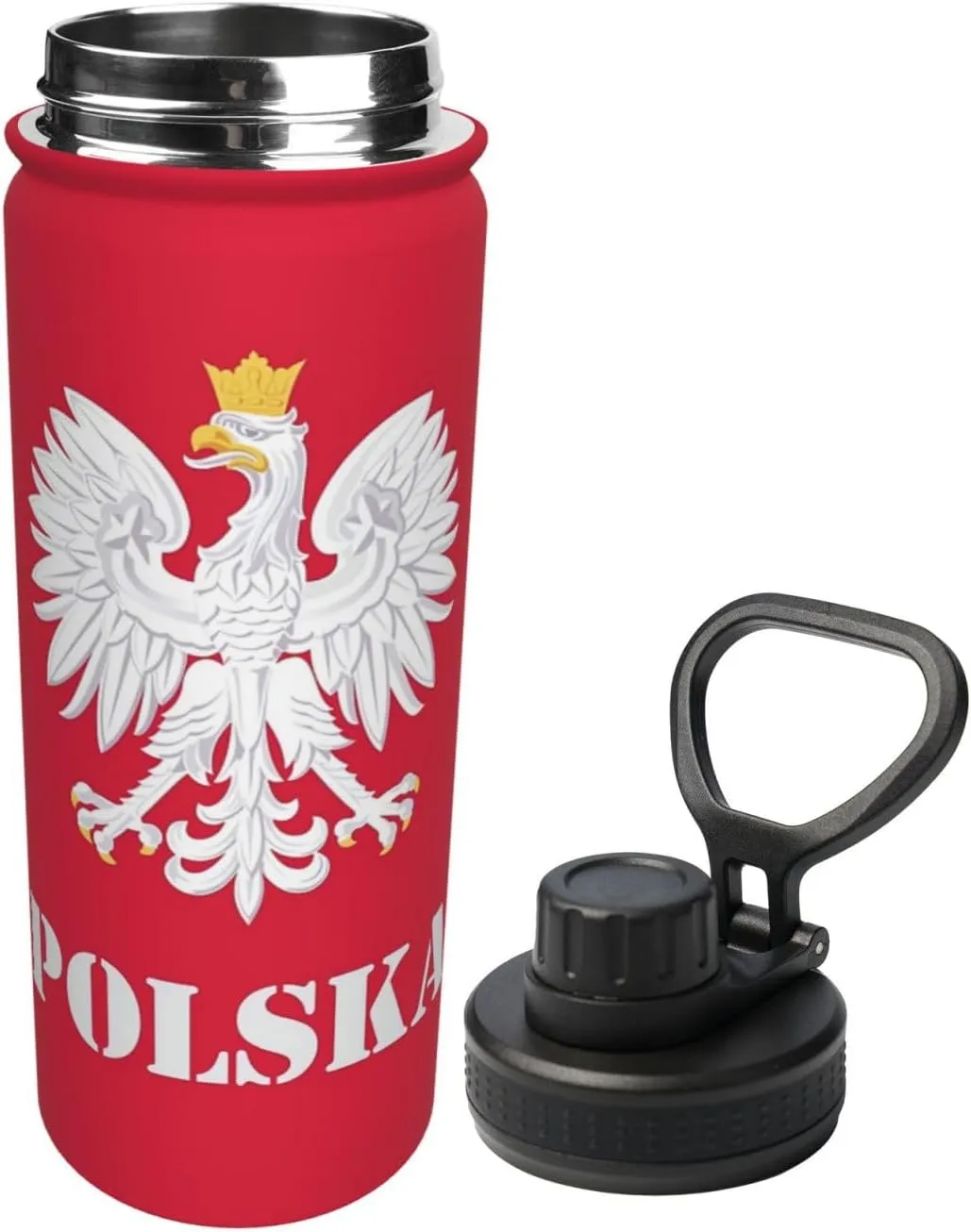 Poland Polish Flag 18 OZ Sports Insulated Water Bottle Stainless Steel Kettle Novelty Drinking Cup for Outdoor Gym Travel