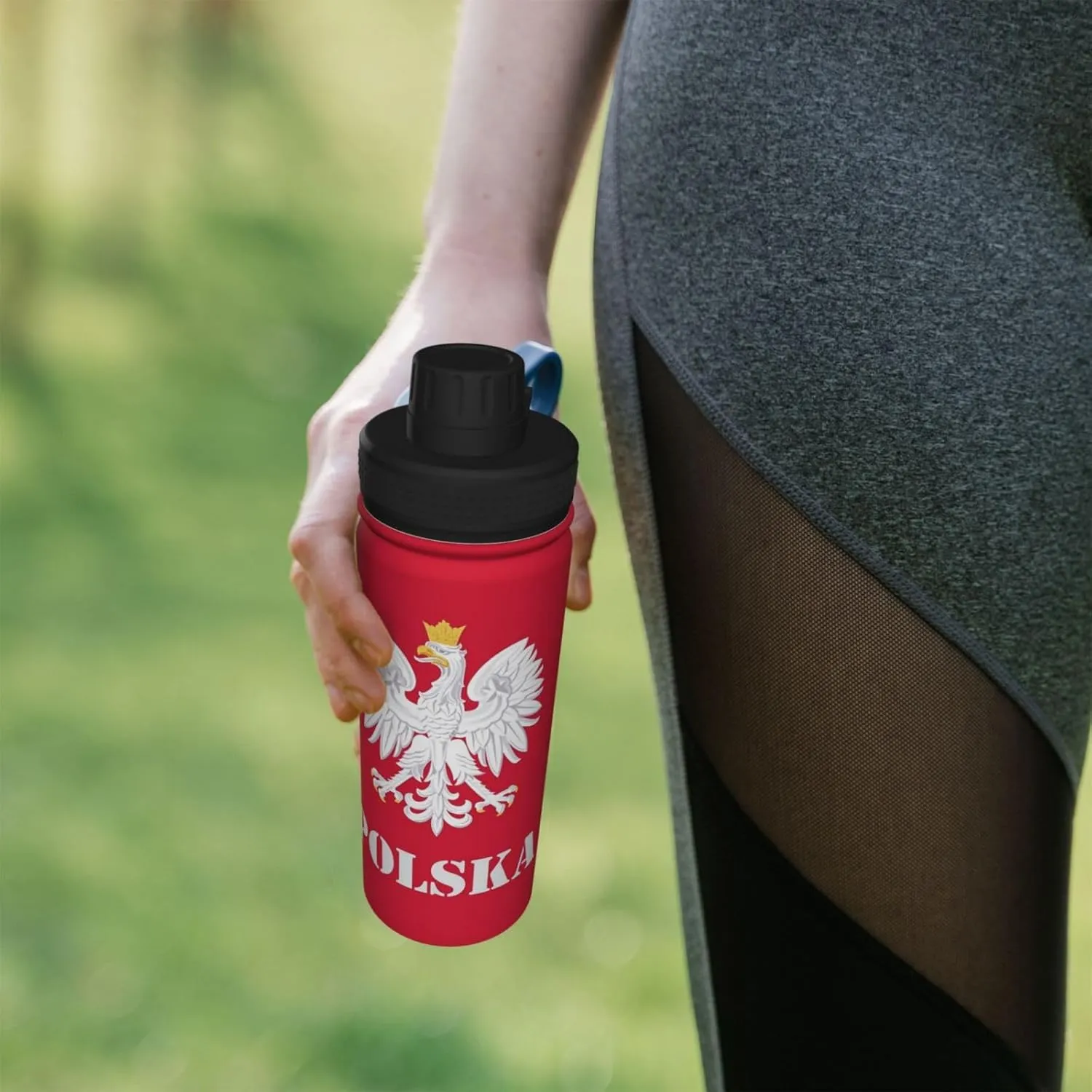 Poland Polish Flag 18 OZ Sports Insulated Water Bottle Stainless Steel Kettle Novelty Drinking Cup for Outdoor Gym Travel