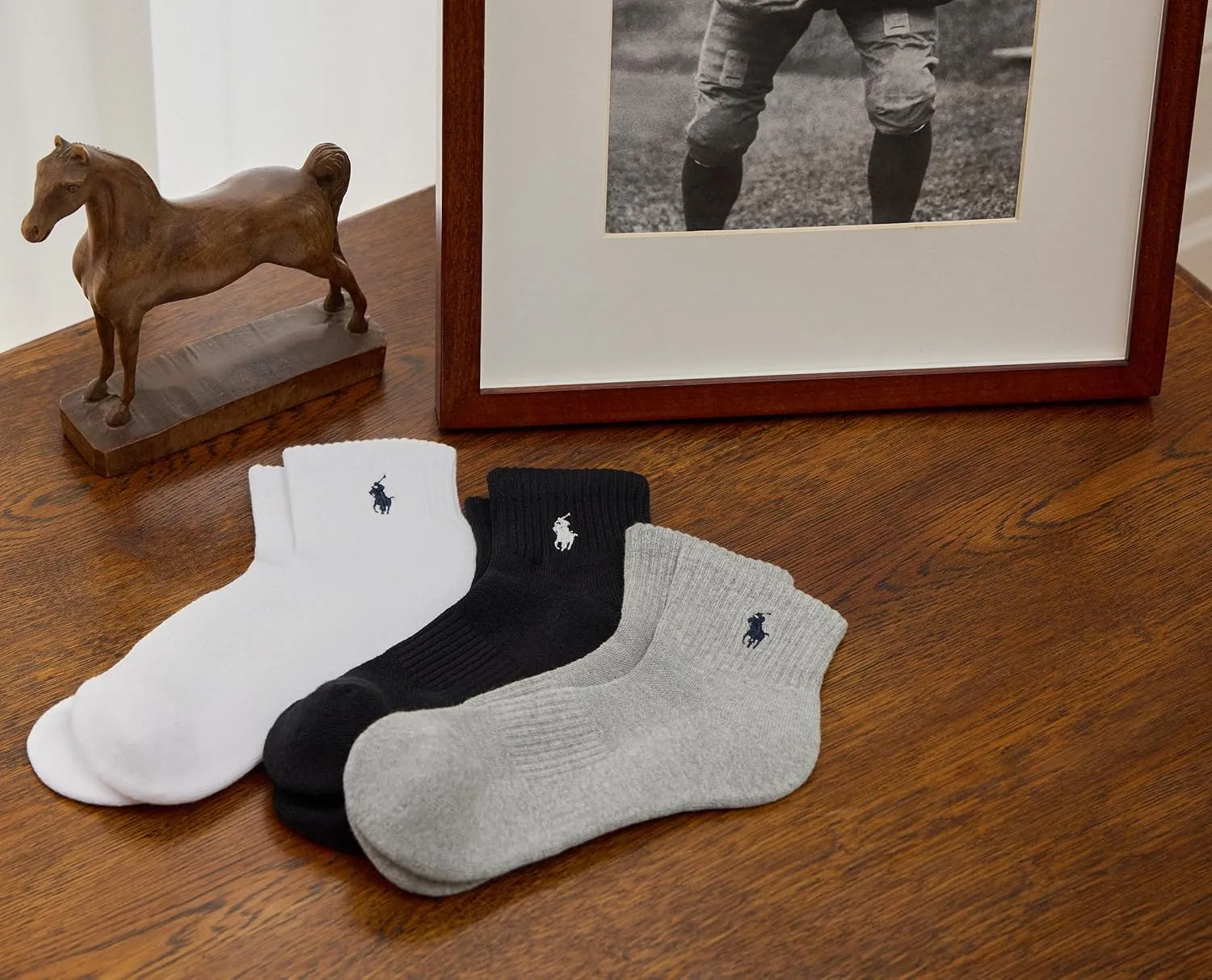POLO RALPH LAUREN Classic Sport Solid Ankle Socks - 6 Pair Pack - Athletic Cushioned Cotton