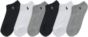 POLO RALPH LAUREN mens Classic Sport Solid Low Cut Socks - 6 Pair Pack - Athletic Cushioned Cotton