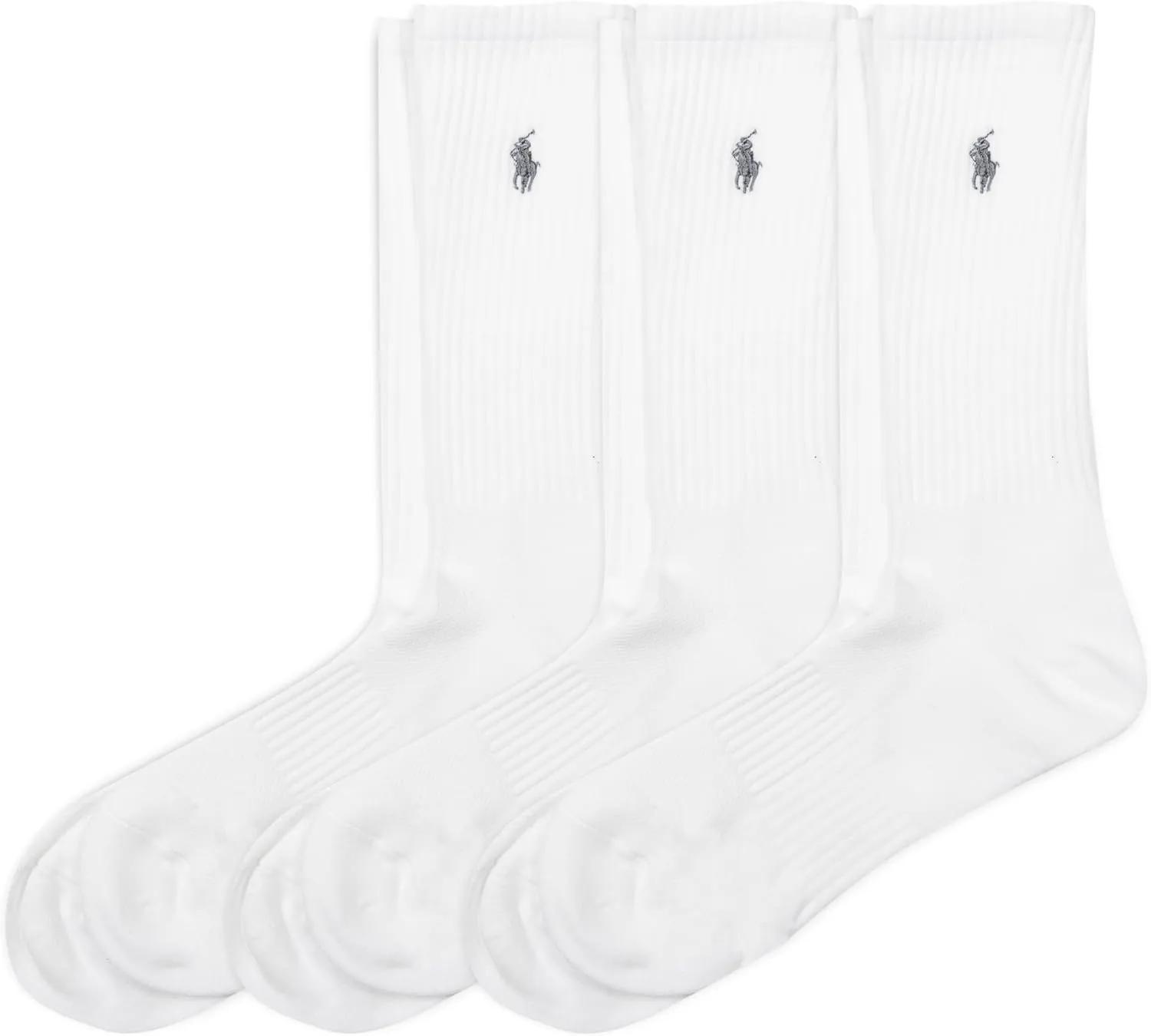 POLO RALPH LAUREN Men's Tech Athletic Crew Socks - 3 Pair Pack - Sport Cushioned Arch Support