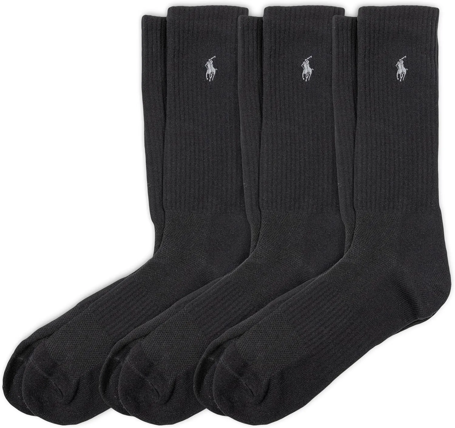 POLO RALPH LAUREN Men's Tech Athletic Crew Socks - 3 Pair Pack - Sport Cushioned Arch Support