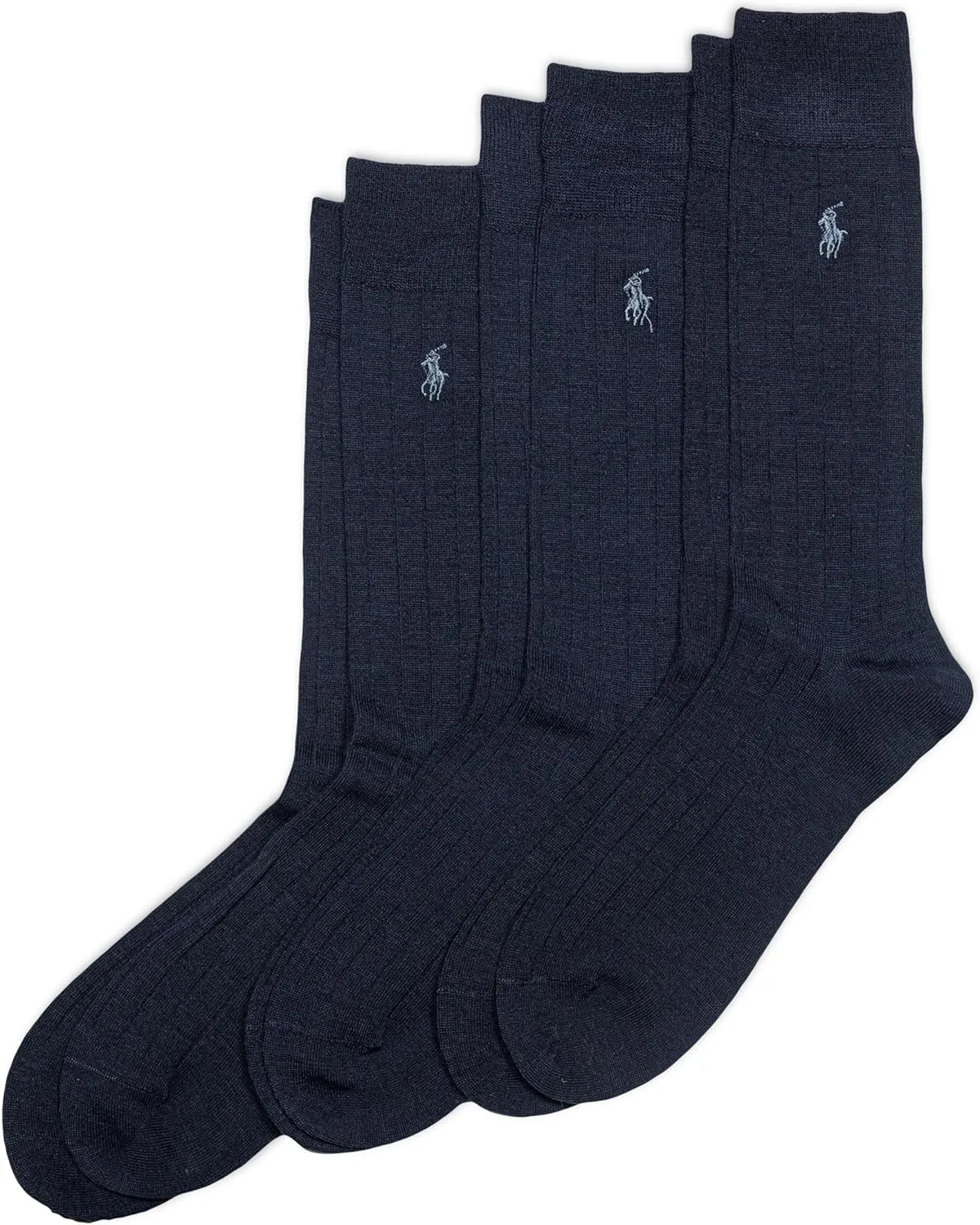 POLO RALPH LAUREN Merino Wool Dress Crew Socks - 3 Pair Pack - Breathable Wool & Heel-toe Reinforcement