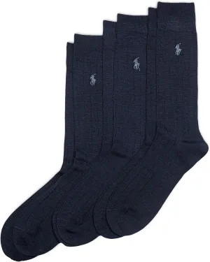 POLO RALPH LAUREN Merino Wool Dress Crew Socks - 3 Pair Pack - Breathable Wool & Heel-toe Reinforcement