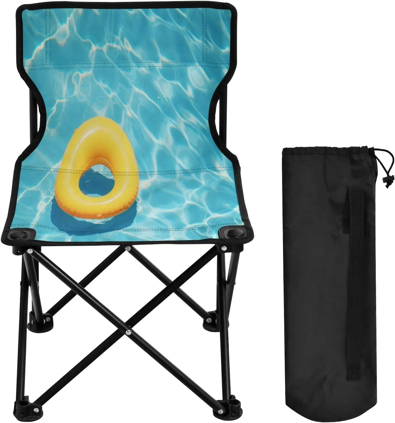 Pool Yellow Lap Swimmer Portable Outdoor Folding Chair Anti-Slip Padded Oxford Cloth Stool Camping Chair Small for Beach Hiking Fishing Gardening Quad Camp Chair