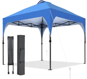 Pop Up Canopy, 8x8 FT Instant Outdoor Canopy Tent with Carrying Bag, 3 Adjustable Heights - Portable for Event, Parties, Camping and More Outdoor Activities