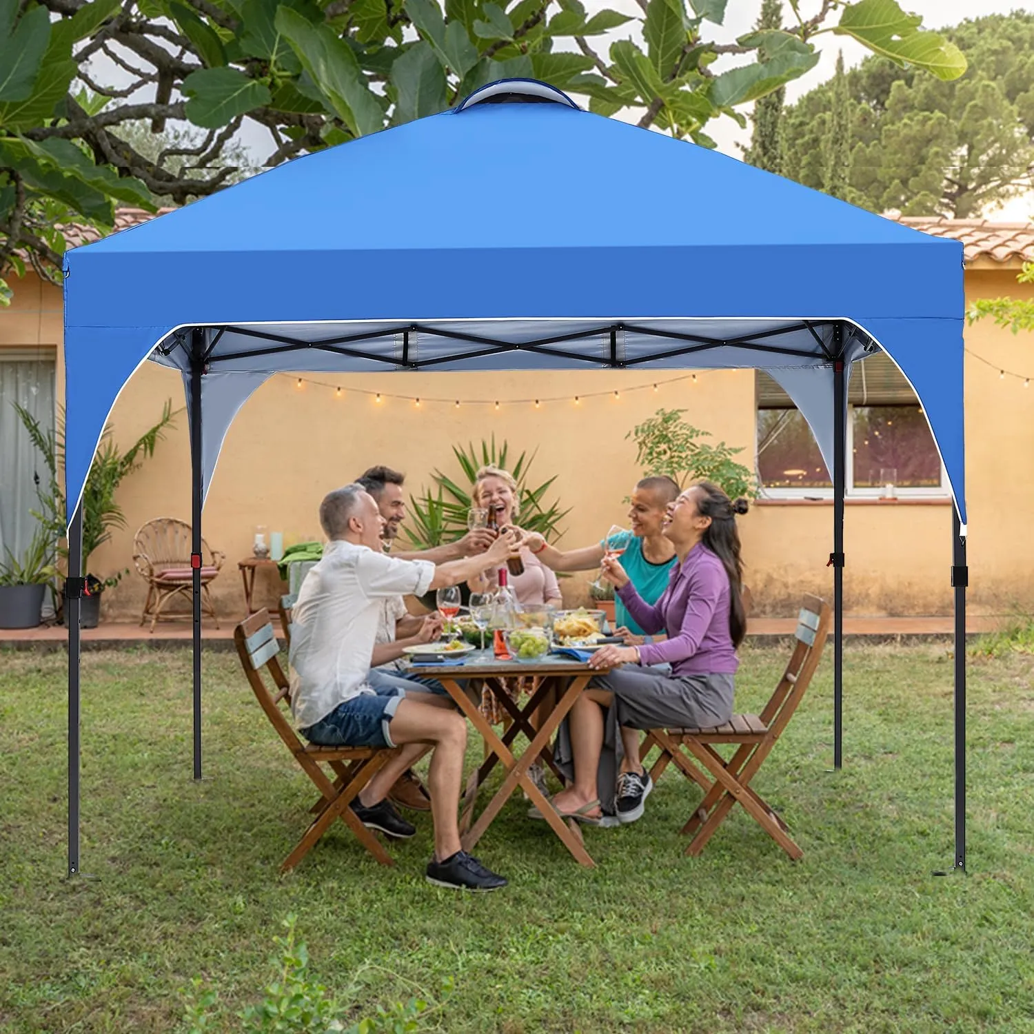 Pop Up Canopy, 8x8 FT Instant Outdoor Canopy Tent with Carrying Bag, 3 Adjustable Heights - Portable for Event, Parties, Camping and More Outdoor Activities