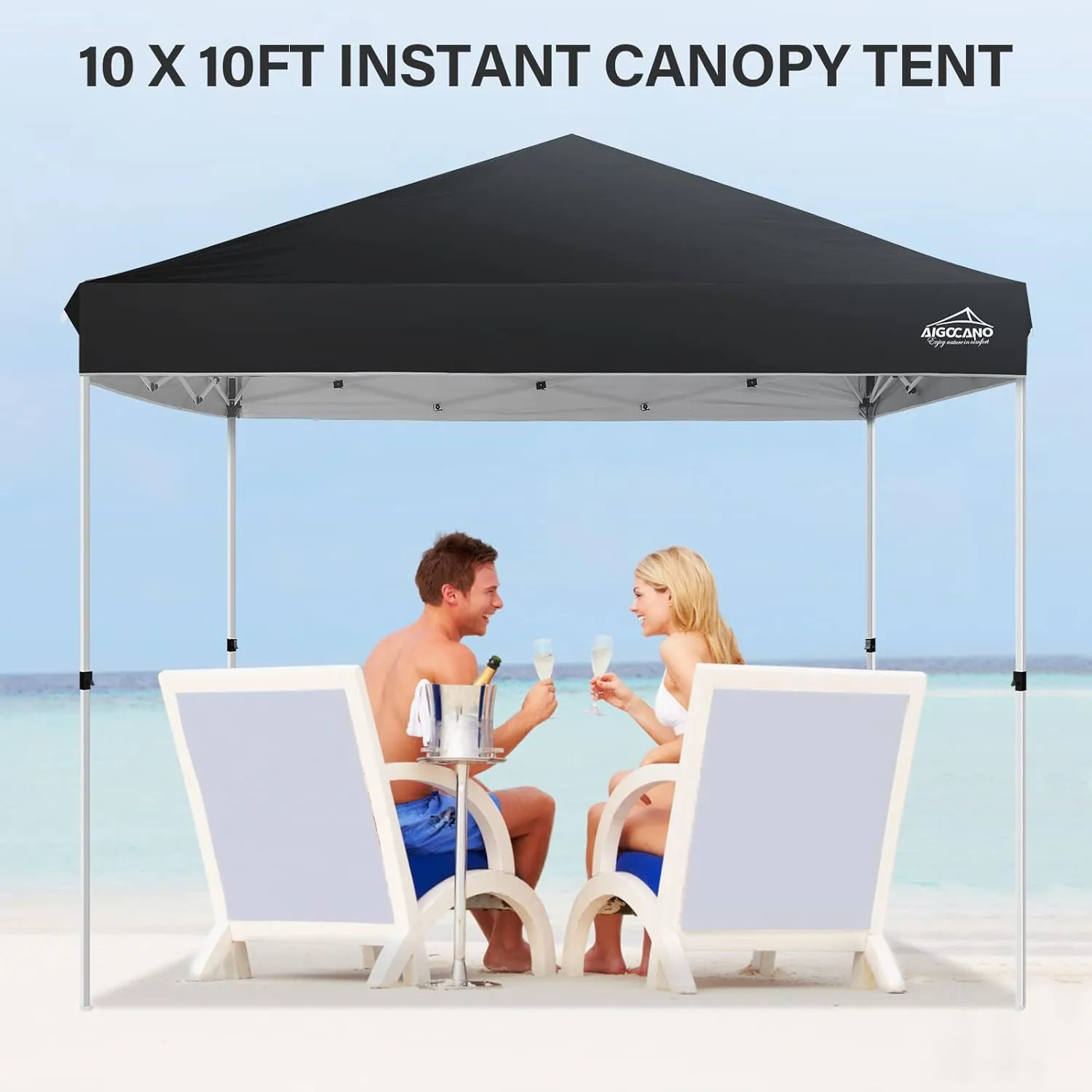 Pop up Canopy Tent,10x10 Instant Outdoor Canopy for Parties with Wheeled Bag,Black