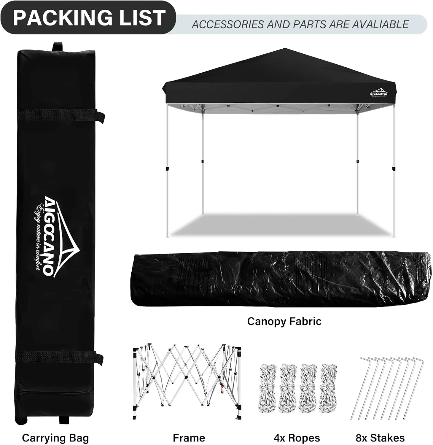 Pop up Canopy Tent,10x10 Instant Outdoor Canopy for Parties with Wheeled Bag,Black