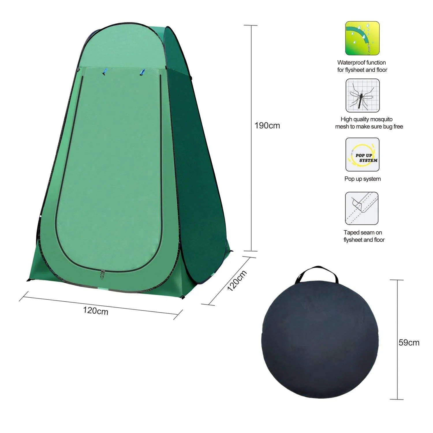 Pop Up Shower Tent Camping Portable Privacy Waterproof Instant Toilet Change Roo