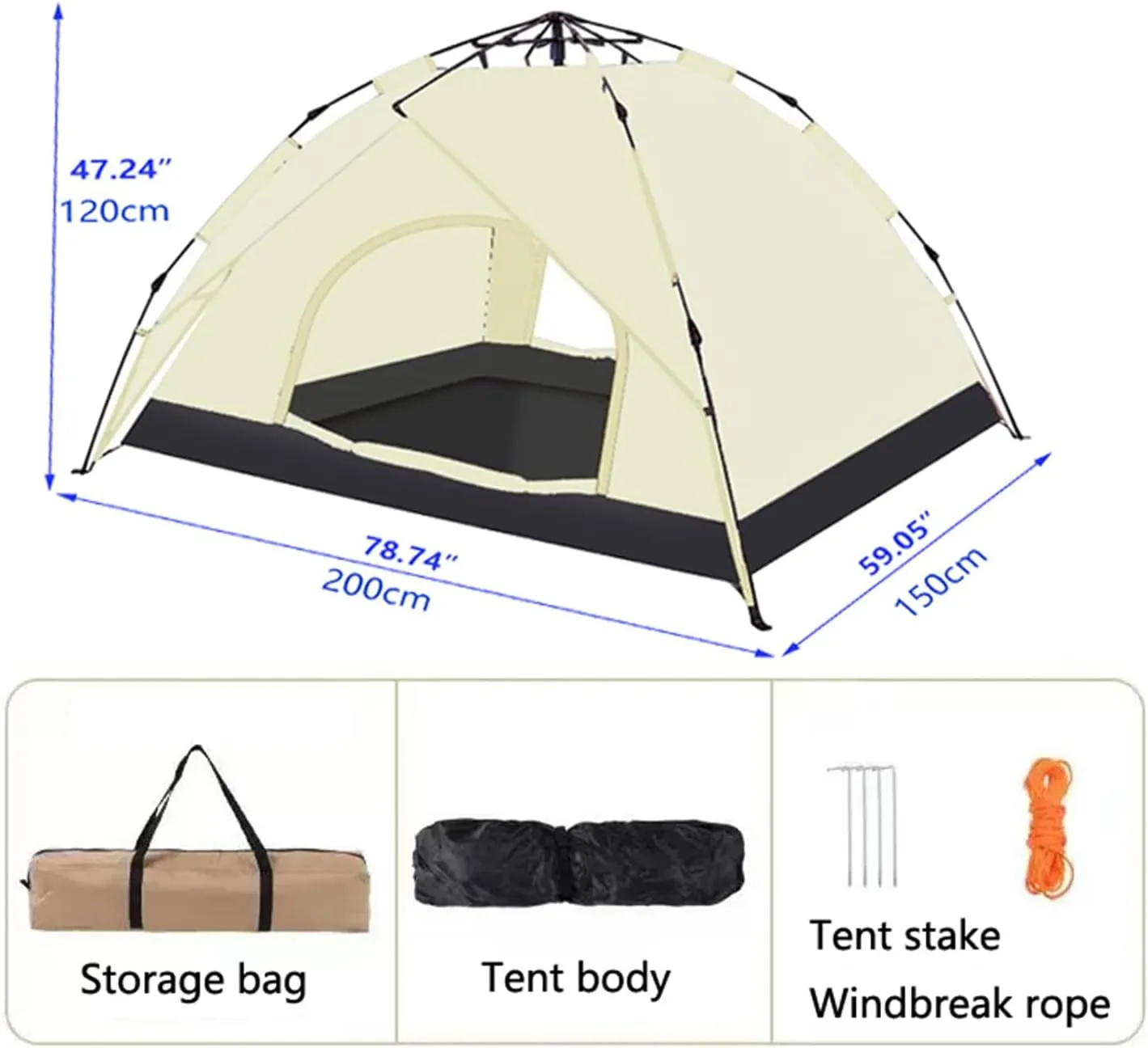 Pop up Tent Automatic 2/3 Person Camping Tent, Quick-Opening, Rainproof, Sunshine-Proof, Portable for Fishing, Hiking, Mountaineering, Hunting