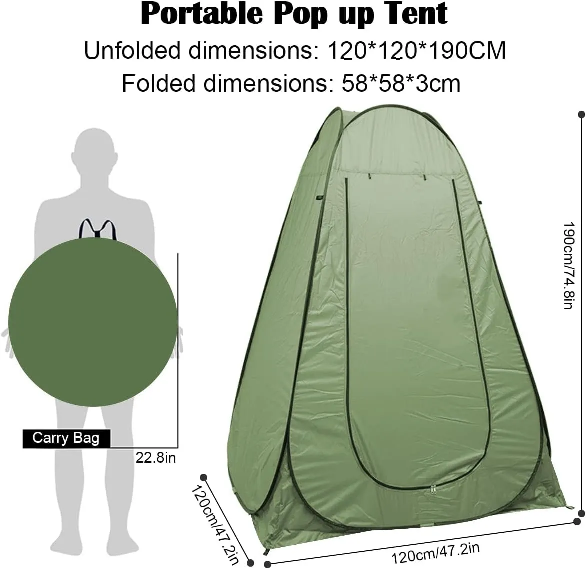 Pop Up Tent Upgrade Privacy Shower Tent Portable Outdoor Sun Shelter for Toilet Camping Biking Beach with Carry Bag