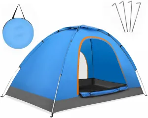 Pop-up Tents for 2-4 Persons (2 Adults 2 Children) Portable Camping Tents, Waterproof Family Tent with Sun Protection Layer and Two Doors Design, Suitable for Outdoor Travel such as Hiking