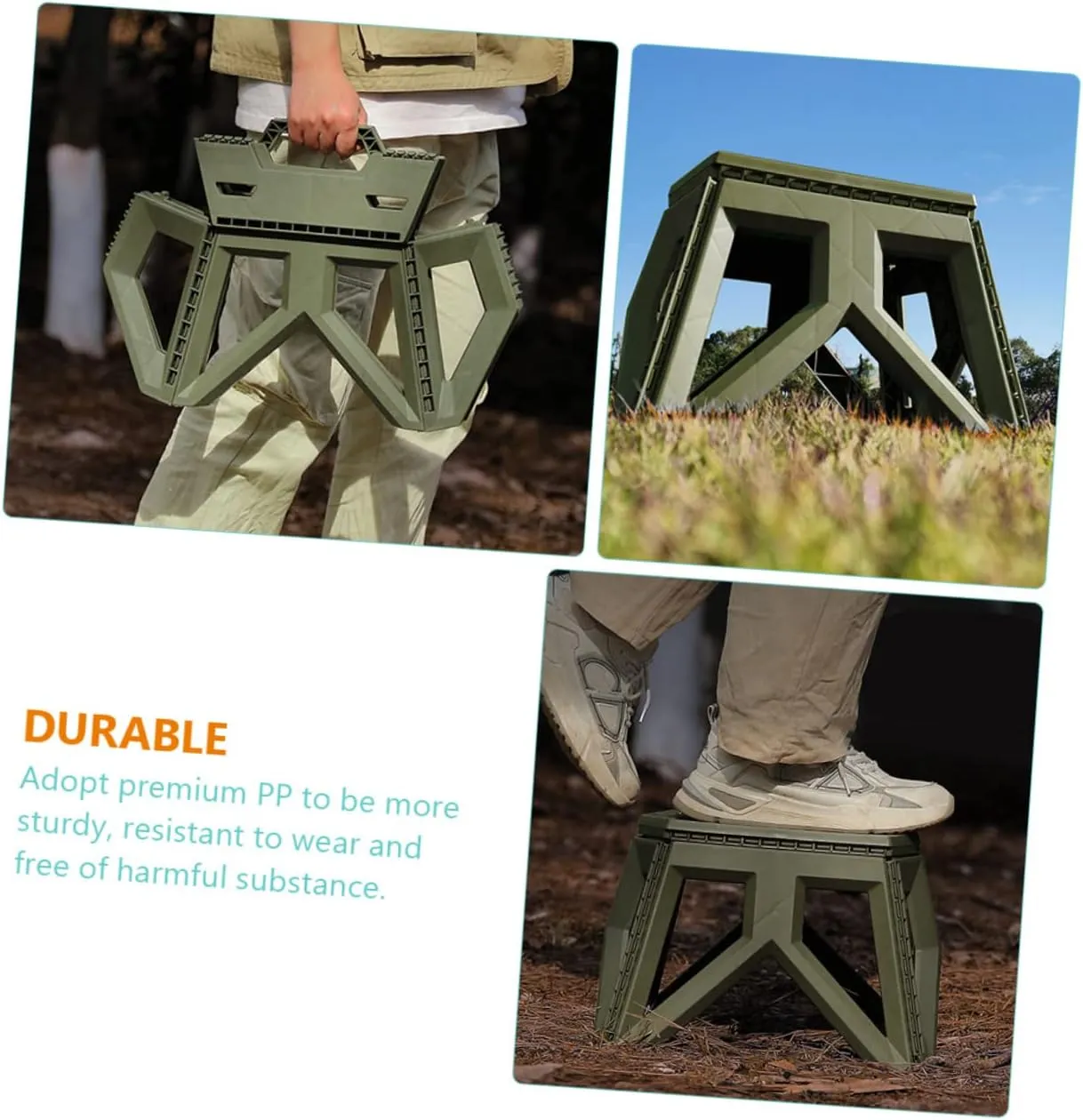 POPETPOP Collapsible Fishing Stool for Camping Folding Camping Chair Ergonomic Handle Portable Stool for Hiking Outdoor Activities