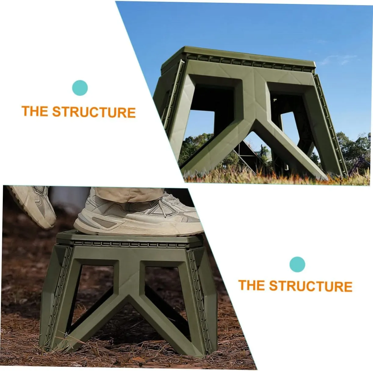 POPETPOP Collapsible Fishing Stool for Camping Folding Camping Chair Ergonomic Handle Portable Stool for Hiking Outdoor Activities