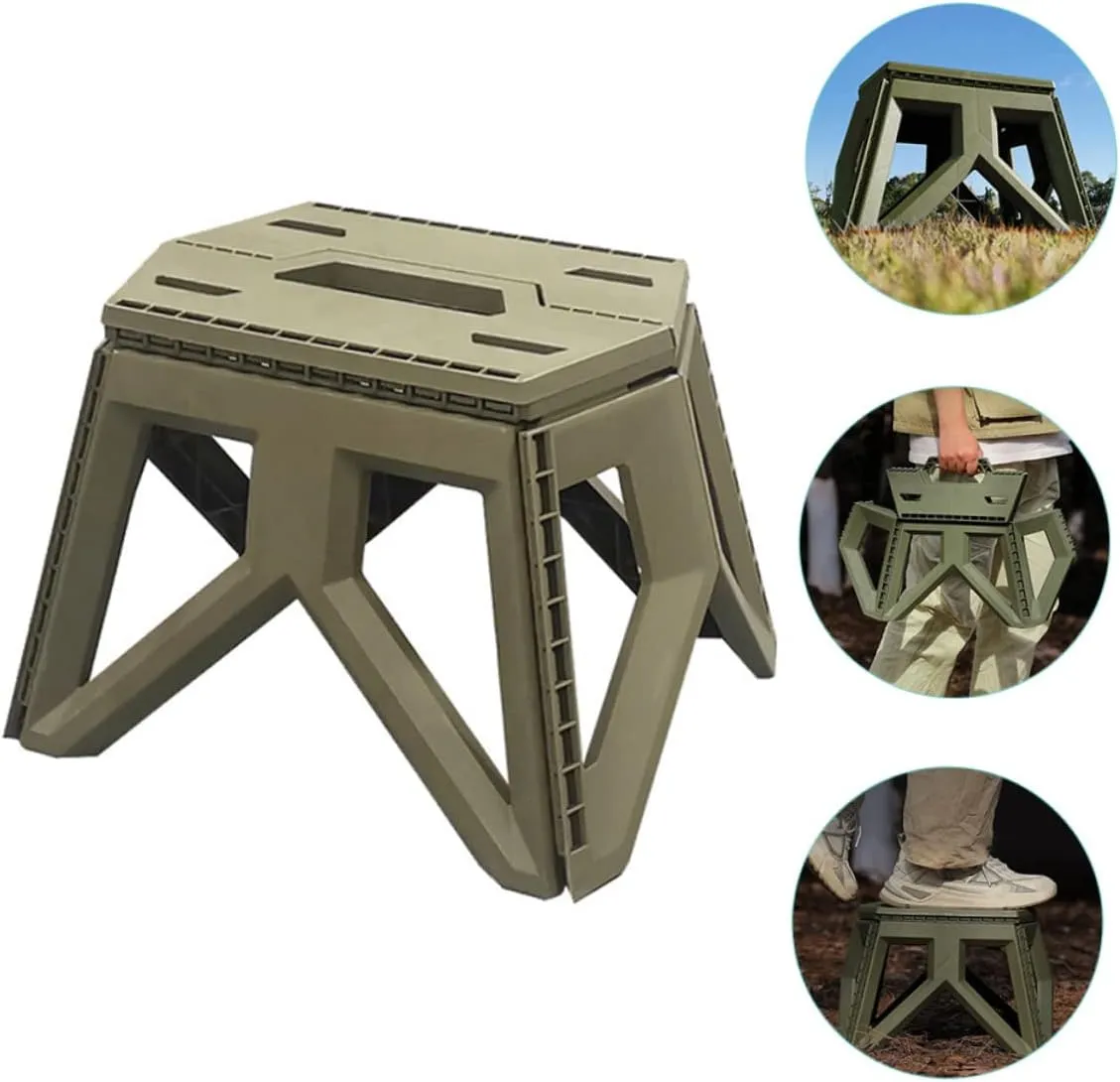 POPETPOP Collapsible Fishing Stool for Camping Folding Camping Chair Ergonomic Handle Portable Stool for Hiking Outdoor Activities
