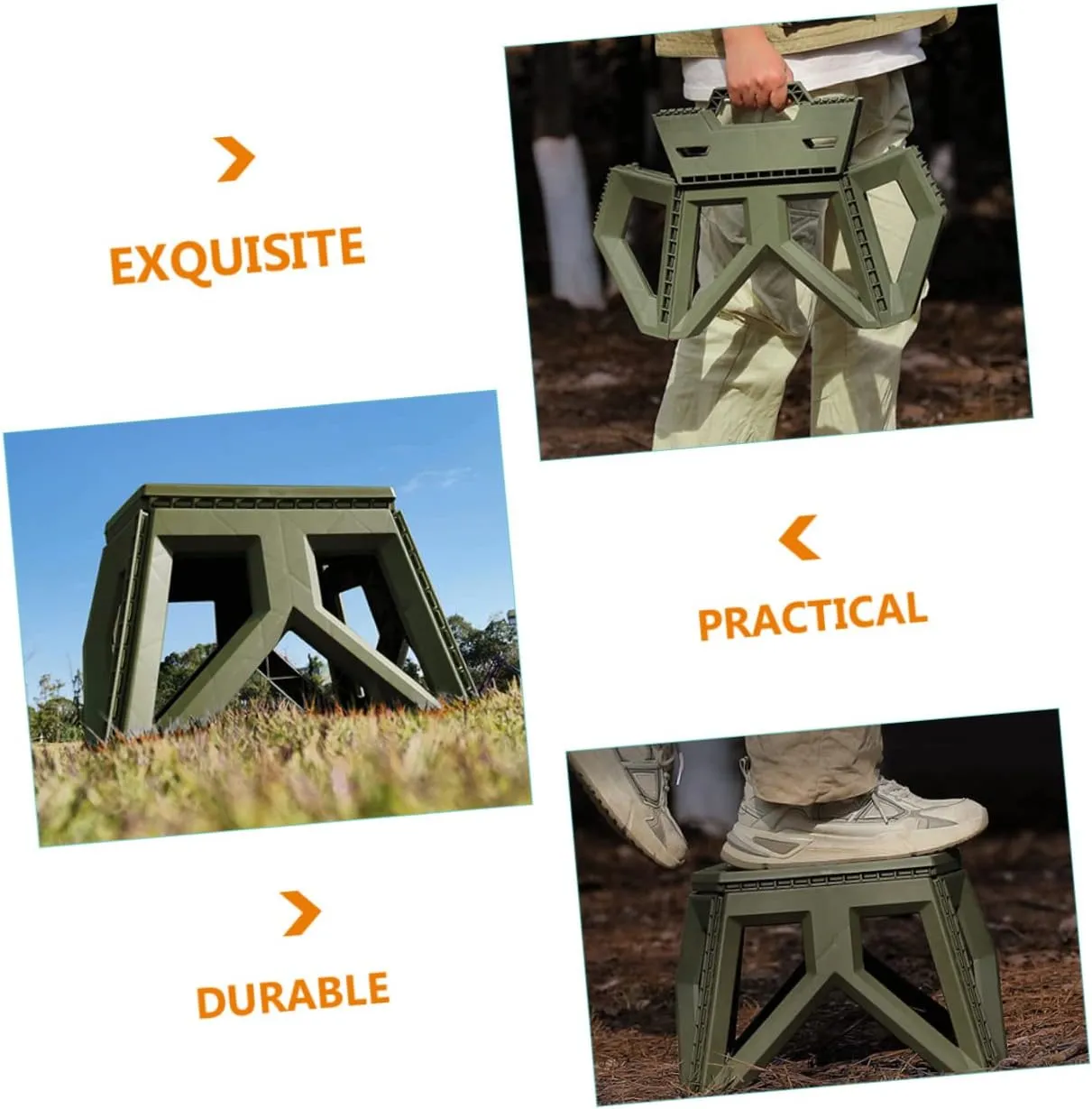 POPETPOP Collapsible Fishing Stool for Camping Folding Camping Chair Ergonomic Handle Portable Stool for Hiking Outdoor Activities