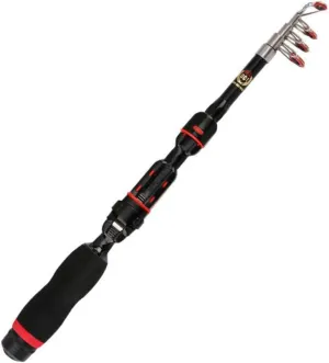 POPETPOP Mini Fishing Rod Telescopic Folding Pole Portable Accessory 1.7m Fish Supplies