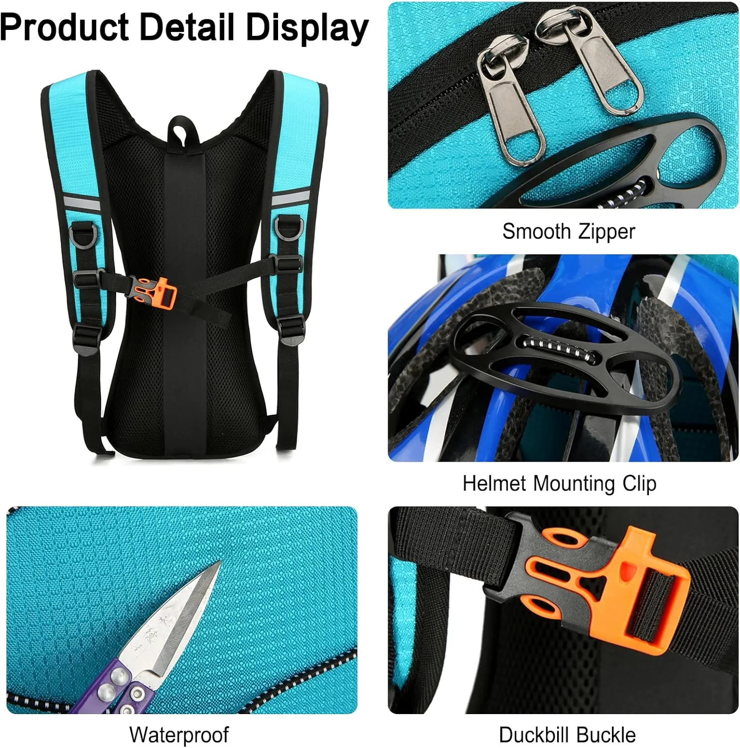 PORRASSO Hiking Backpack 19L Rucksack Hydration Pack Breathable Daypack