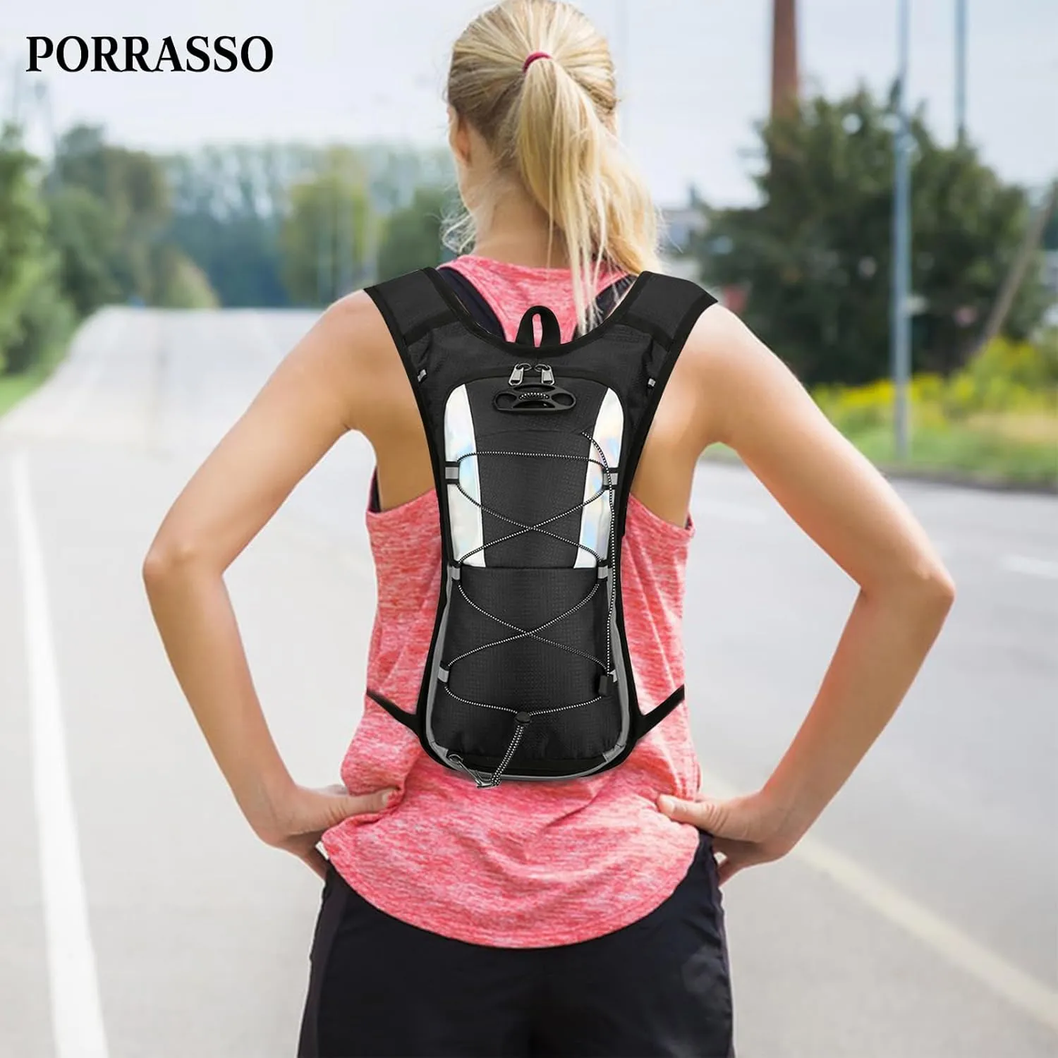 PORRASSO Hiking Backpack 19L Rucksack Hydration Pack Breathable Daypack