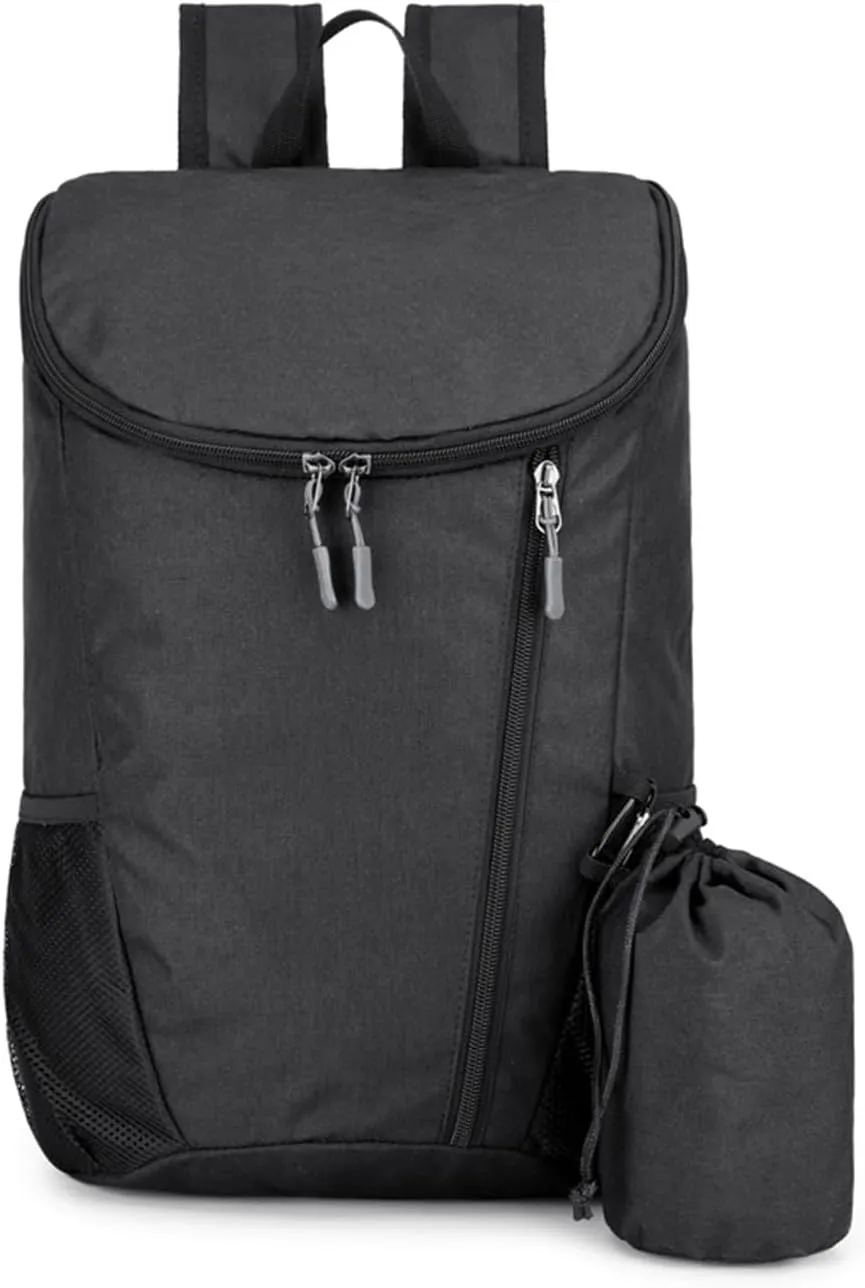 PORRASSO Hiking Backpack Foldable Waterproof Daypack Lightweight Rucksack Backpack for Women Men Camping Trekking Cycling Climbing Outdoor Sports Black B