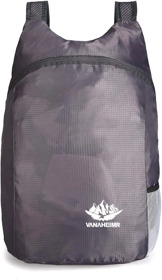 PORRASSO Hiking Backpack Lightweight Waterproof Daypack 20L Foldable Rucksack Backpack for Women Men Camping Trekking Cycling Climbing Outdoor Sports Grey