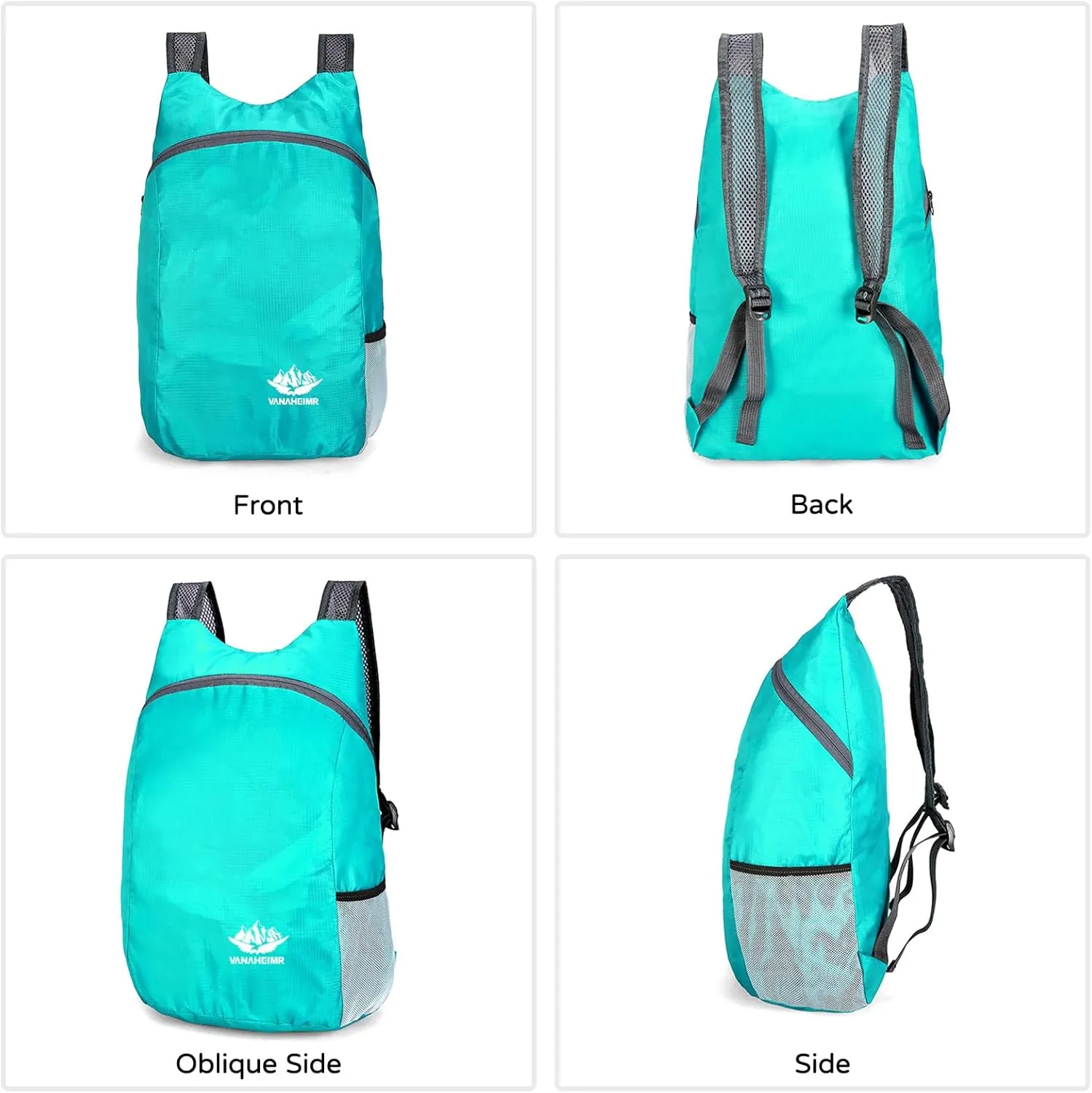 PORRASSO Hiking Backpack Lightweight Waterproof Daypack 20L Foldable Rucksack Backpack for Women Men Camping Trekking Cycling Climbing Outdoor Sports Grey