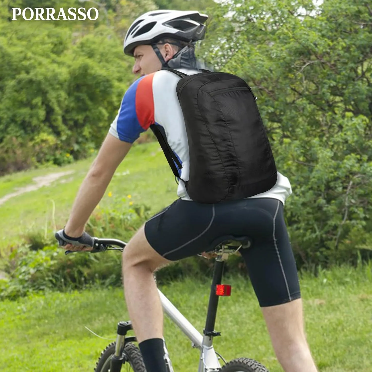 PORRASSO Hiking Backpack Lightweight Waterproof Daypack Foldable Rucksack Backpack for Women Men Camping Trekking Cycling Climbing Outdoor Sports Black B