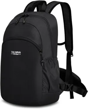 PORRASSO Hiking Backpack Waterproof Daypack Lightweight Foldable Rucksack 19L Backpack for Women Men Camping Trekking Cycling Climbing Outdoor Sports Black