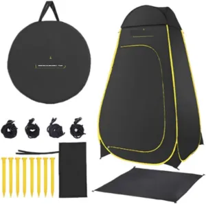 Portable Camping Bathing Tent Toilet Changing Shed Warm Beach Outdoor Pop Up Self-Driving Fast Construction Change Clothes Tent (Color : Black, Size : 1)