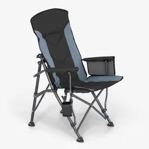 Portable Camping Chair,Adjustable High Back Camp Chair Oversized Folding Chair with Padded Lumbar Support,Side Pocket,Carry Bag,Outdoor Chair for Beach Garden Lawn,Heavy Duty Supports 400lbs(Black)