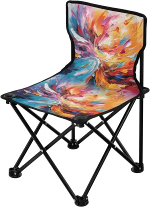 Portable Camping Folding Chairs Foldable Chair Small Fire Oilpainting Lightweight Backpacking Outdoor Outside Fishing