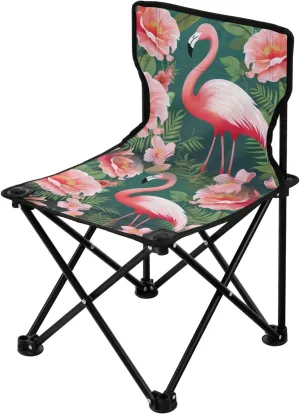 Portable Camping Folding Chairs Foldable Chair Small Flamingo Tropic Lightweight Backpacking Outdoor Outside Fishing