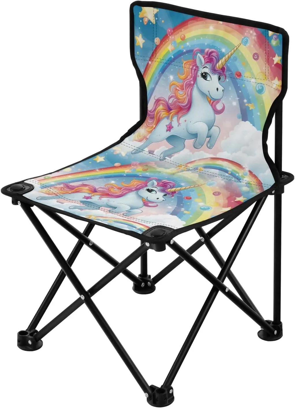 Portable Camping Folding Chairs Foldable Chair Small Unicorn Rainbow1 Lightweight Backpacking Outdoor Outside Fishing