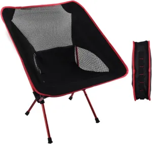 Portable Foldable Camping Chair, Compact & Lightweight, Outdoor Folding Beach Chair with Carry Bag, Design, for Camp, Travel, Picnic, Festival, Hiking, Backpacking,Dark Blue (Red One Size)