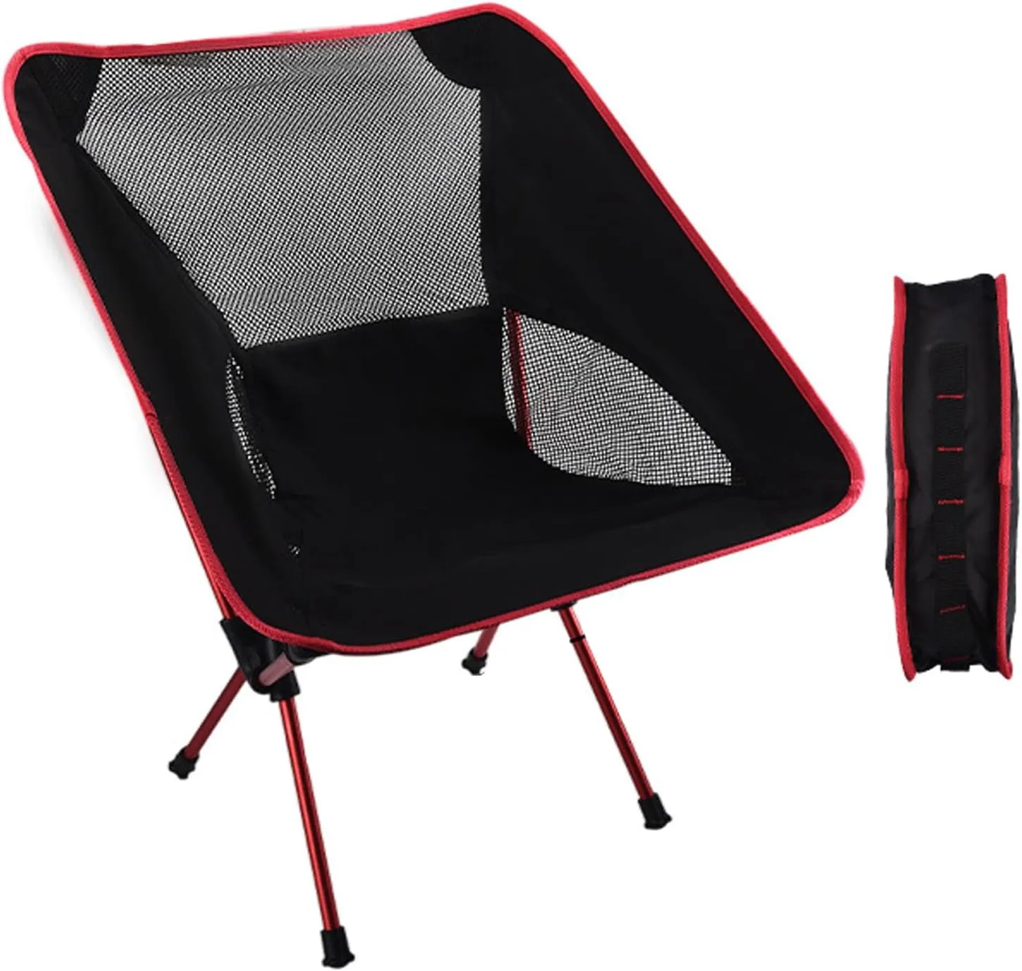 Portable Foldable Camping Chair, Compact & Lightweight, Outdoor Folding Beach Chair with Carry Bag, Design, for Camp, Travel, Picnic, Festival, Hiking, Backpacking,Dark Blue (Red One Size)