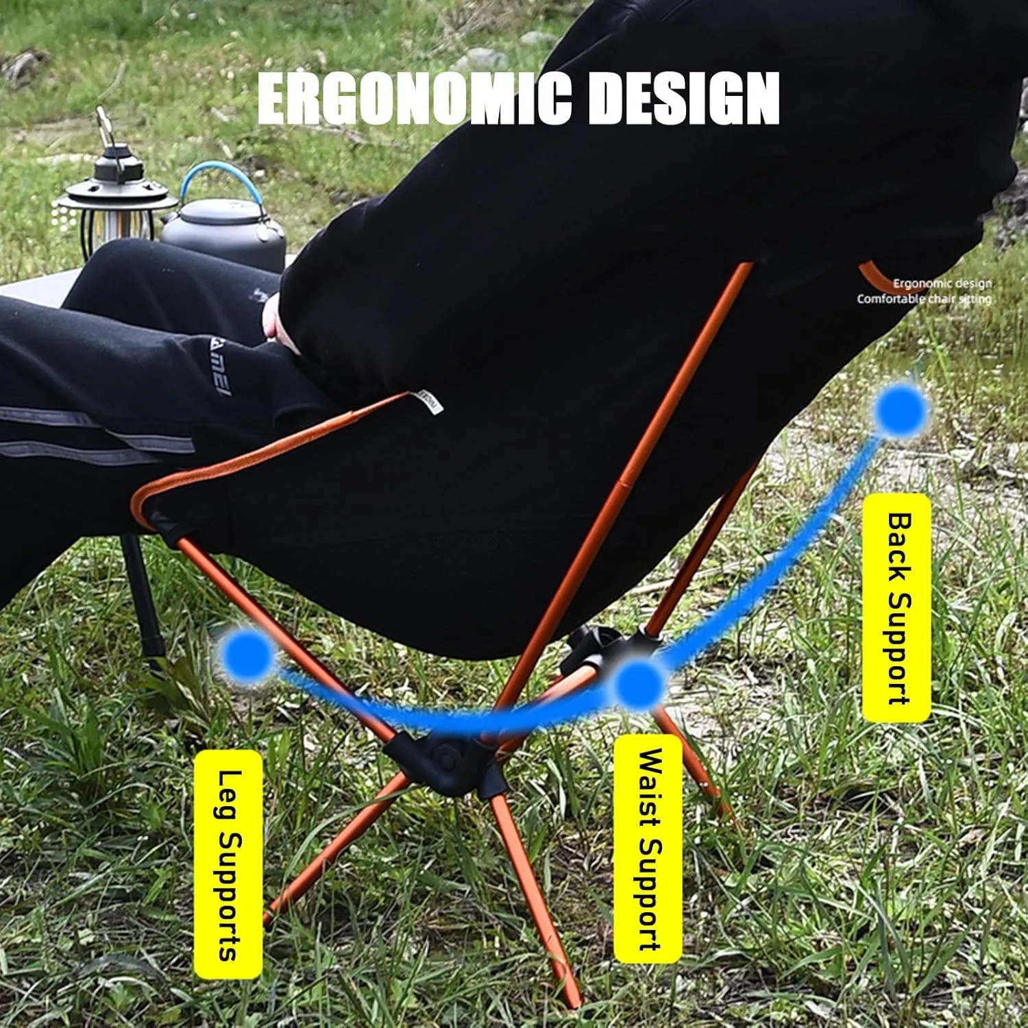 Portable Foldable Camping Chair, Compact & Lightweight, Outdoor Folding Beach Chair with Carry Bag, Design, for Camp, Travel, Picnic, Festival, Hiking, Backpacking,Dark Blue (Red One Size)