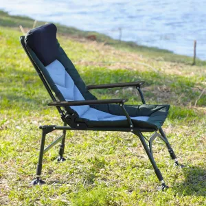 Portable Folding Camping Lounge Chair – Adjustable Reclining Backrest for Beach, Hiking, Fishing – Indoor & Outdoor Use – Green, Black, Grey (1-Pack) (Black   Grey) (1 Doors)
